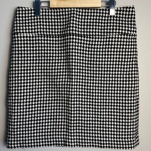 Talbots Women's Wool Blend Beige/Black Diamond‎ Weave Mini Skirt Size 14 Lined